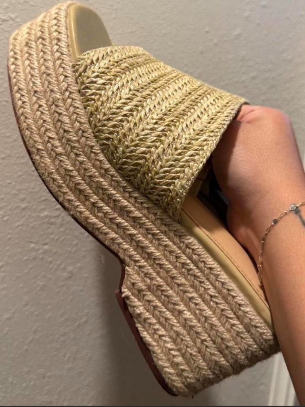 Tan and cream espadrille sandals